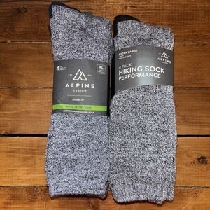 Alpine Design Performance Hiking Socks Men's XL (13-15) 8 pairs Crew Cut NEW